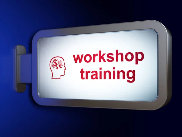 Education concept: Workshop Training and Head With Finance Symbol on billboard background — Stock Photo, Image