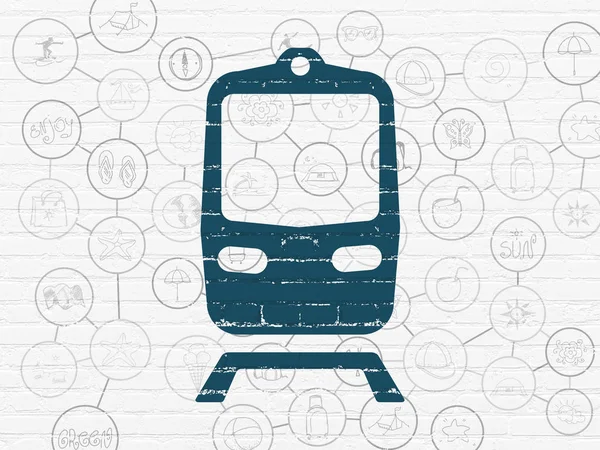 Concetto di viaggio: Treno sullo sfondo della parete — Foto Stock