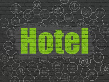 Turizm kavramı: duvar arka plan üzerinde otel