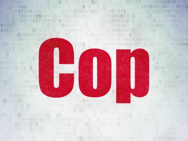 Hukuk kavramı: polis dijital veri kağıt arka plan üzerinde