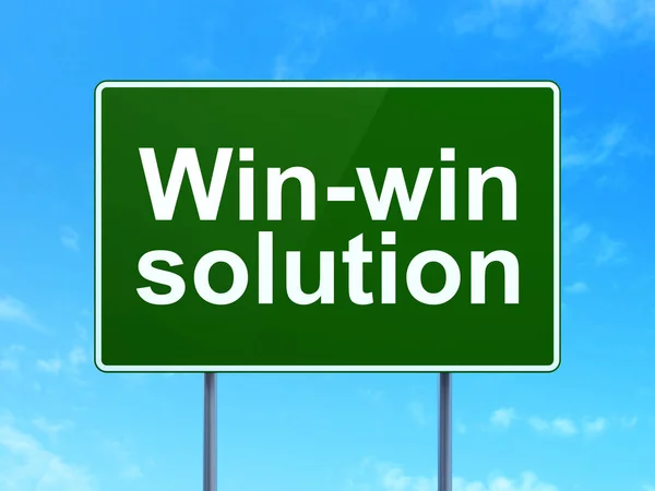 Bedrijfsconcept: Win-win oplossing op weg teken achtergrond — Stockfoto
