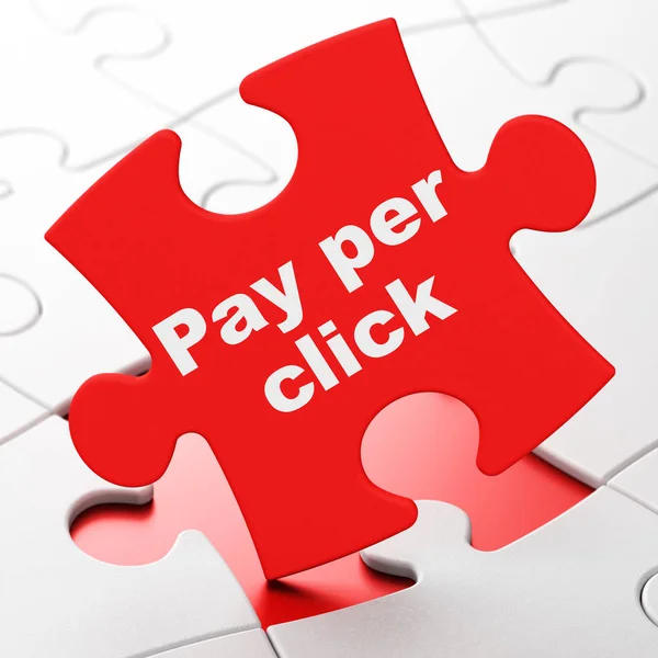 Reclame concept: Pay Per Click op puzzel achtergrond — Stockfoto