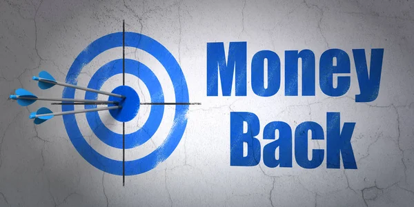 Concetto di finanza: target e Money Back sullo sfondo del muro — Foto Stock