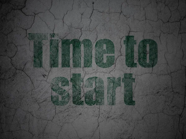 Timeline-Konzept: Zeit, auf Grunge-Wand-Hintergrund zu beginnen — Stockfoto