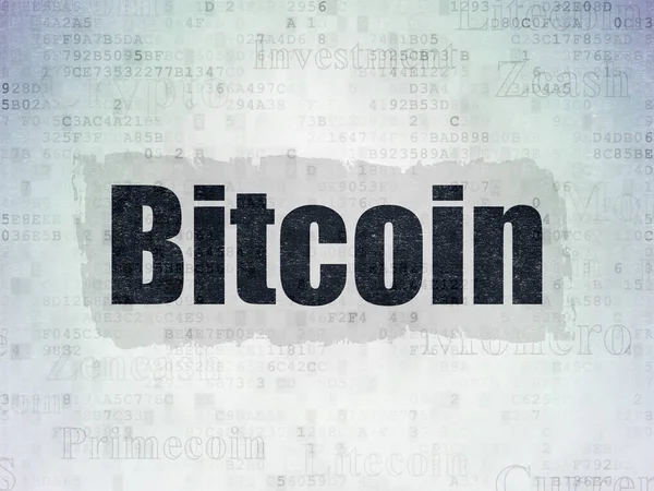Cryptocurrency koncepció: Bitcoin a digitális adatok papír háttér — Stock Fotó