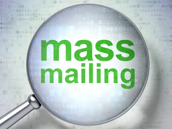 Marketing concept: massa Mailing met optisch glas — Stockfoto