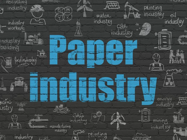 Branchenkonzept: Papierindustrie auf Wandhintergrund — Stockfoto
