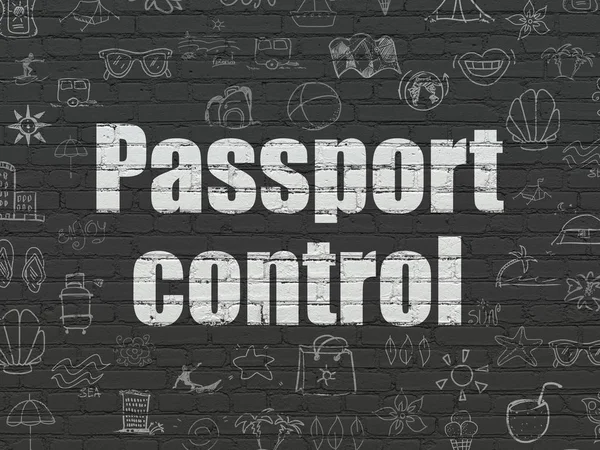 旅行のコンセプト:パスポート壁の背景のコントロール — ストック写真