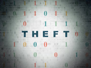 Emniyet konsepti: hırsızlık dijital veri kağıt arka plan üzerinde