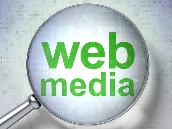 Web-Entwicklungskonzept: Web-Medien mit optischem Glas — Stockfoto