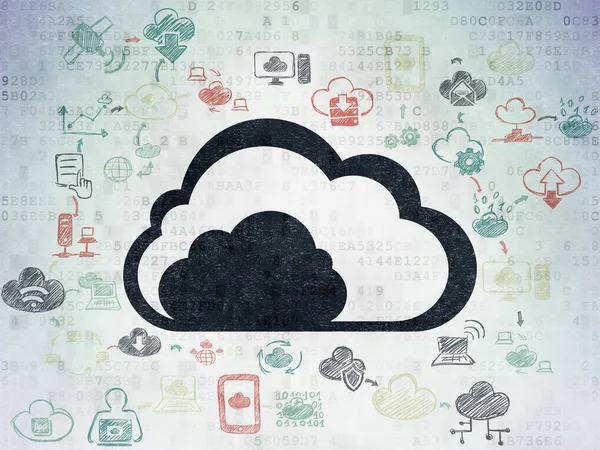 Návrh technologie cloud: Cloud na digitální Data papírové pozadí — Stock fotografie