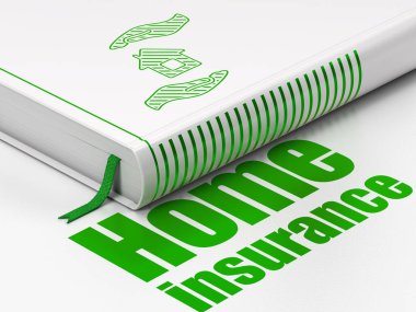 Sigorta kavramı: kitap evi ve Palm, beyaz zemin üzerine eve sigorta