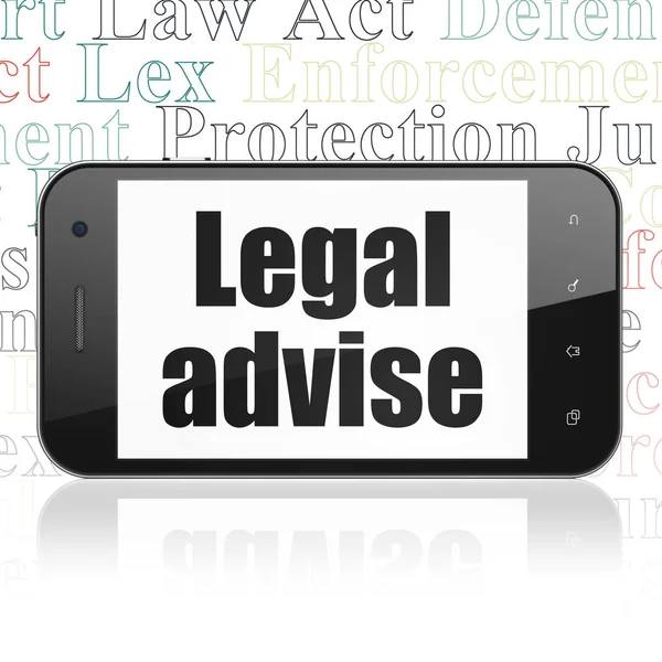Zákon koncept: Smartphone s právní poradenství na displeji — Stock fotografie