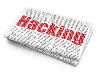 Emniyet konsepti: gazete arka plan üzerinde Hacking