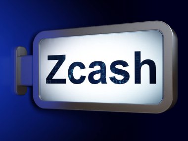 Cryptocurrency kavramı: billboard arka plan üzerinde Zcash