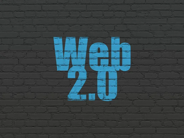 Concepto de diseño web: Web 2.0 sobre fondo de pared — Foto de Stock