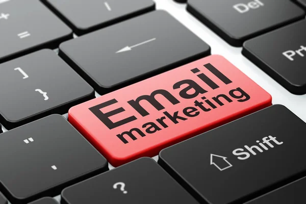 Marketing concept: E-mailmarketing op computer toetsenbord achtergrond — Stockfoto