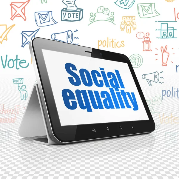 Concepto político: Tablet Computer con Igualdad Social en pantalla — Foto de Stock