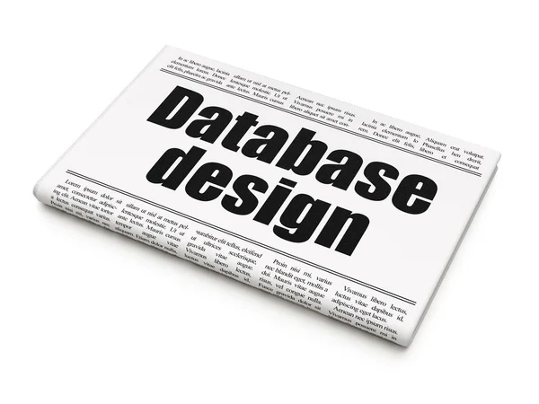 Concepto de programación: titular del periódico Database Design —  Fotos de Stock