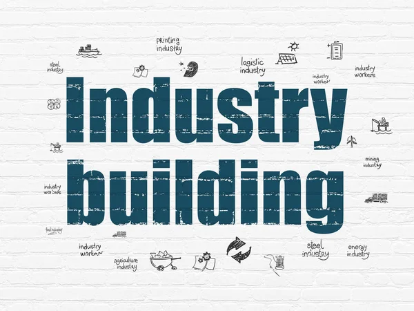 Концепция отрасли: Построение промышленности на стенном фоне — стоковое фото