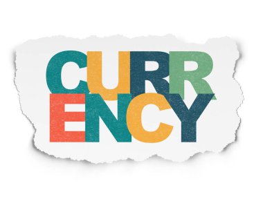 Para birimi kavramı: yırtık kağıt arka plan üzerinde para birimi