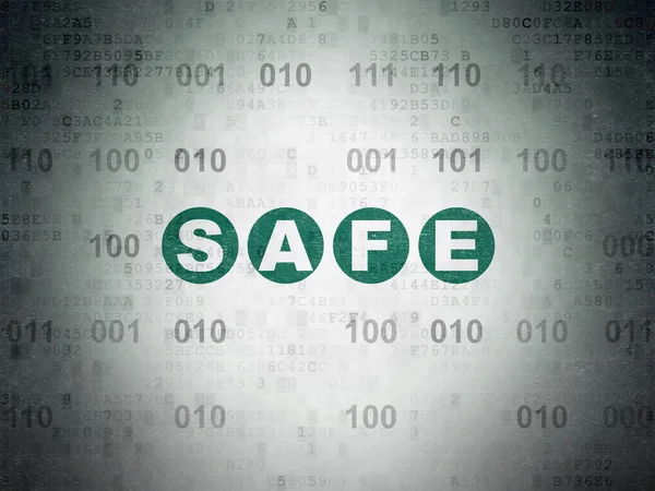 Security concept: Safe on Digital Data Paper background