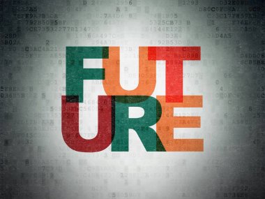 Zaman kavramı: dijital veri kağıt arka plan üzerinde gelecek