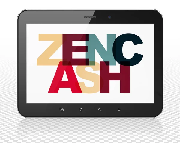 Kryptowährungskonzept: Tablet-PC mit Zencash auf dem Display — Stockfoto