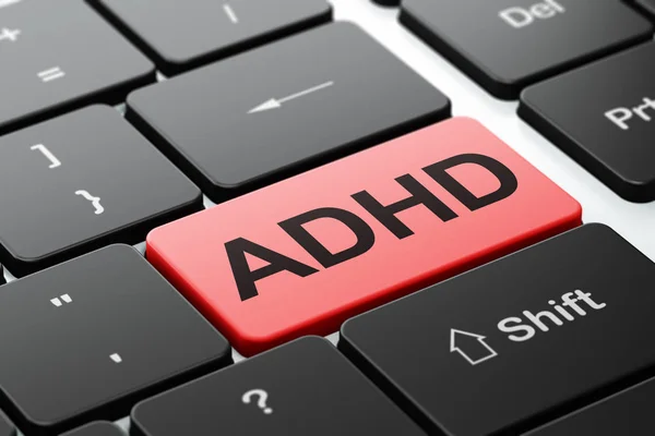 Concetto di salute: ADHD su sfondo tastiera del computer — Foto Stock