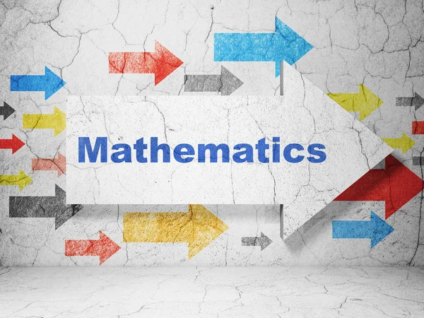 Bildungskonzept: Pfeil mit Mathematik auf Grunge-Wand-Hintergrund — Stockfoto