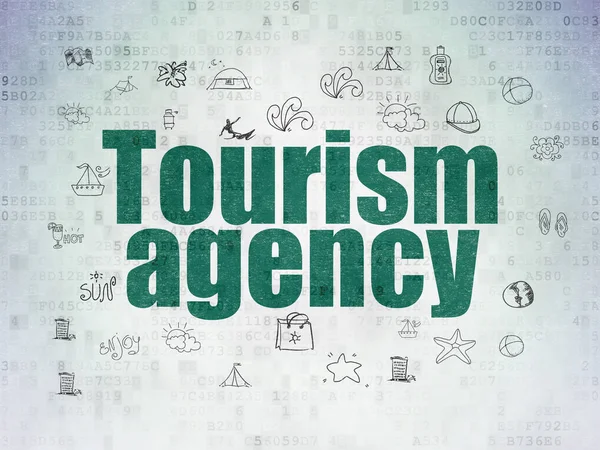 Концепция туризма: Туристическое агентство на фоне цифровых документов — стоковое фото
