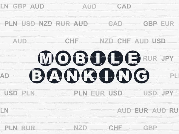Currency concept: Mobile Banking on wall background