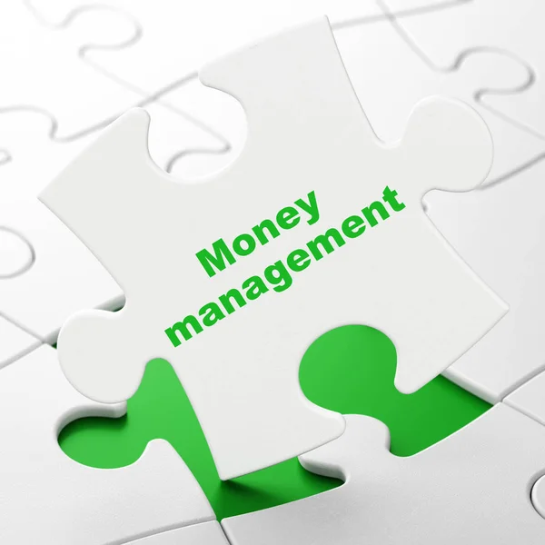 Koncepcja pieniądza: zarządzania pieniędzmi na tle puzzle — Zdjęcie stockowe