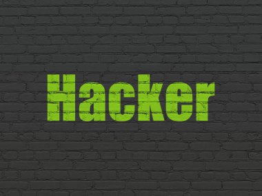 Güvenlik kavramı: Hacker duvar arka plan üzerinde