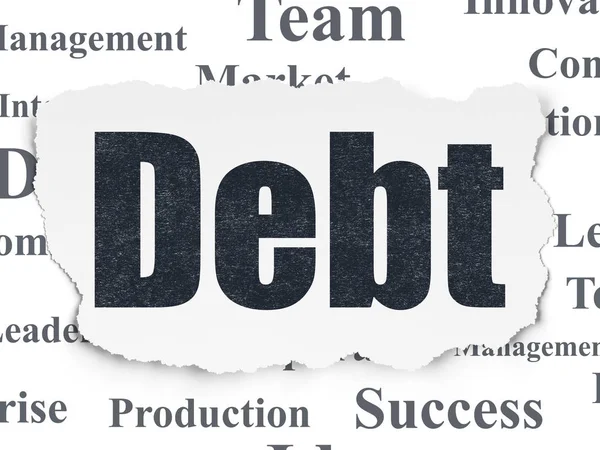 Finanční koncept: dluh na roztrhané papírové pozadí — Stock fotografie
