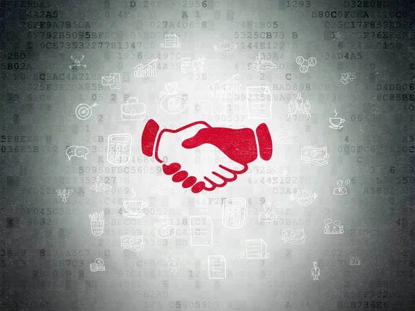 Business concept: Handshake on Digital Data Paper background