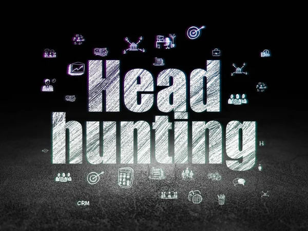 Concepto de negocio: Head Hunting in grunge dark room — Foto de Stock