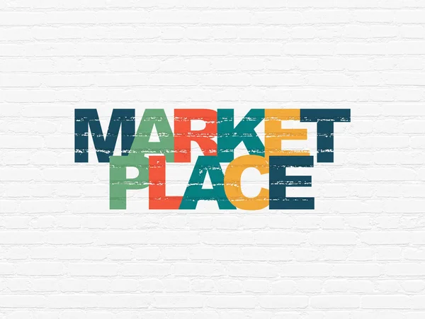 Marketingkonzept: Marktplatz auf Wandhintergrund — Stockfoto