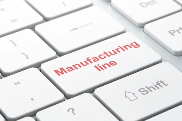 Concept van de industrie: productie lijn op computer toetsenbord achtergrond — Stockfoto