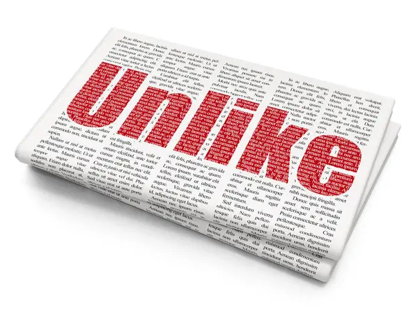 Social media concept: Unlike on Newspaper background — Stock Photo, Image