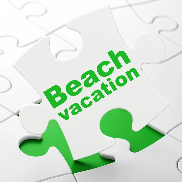 Tourism concept: Beach Vacation on puzzle background — Stock Photo, Image