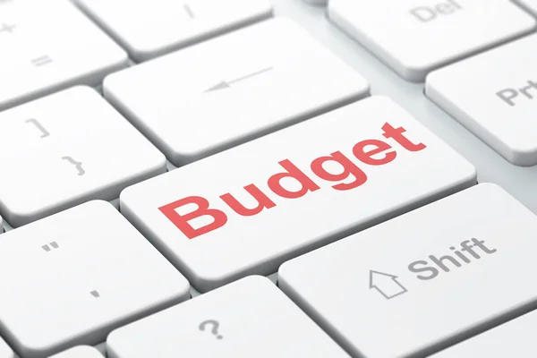 Banking konceptet: Budget på dator tangentbord bakgrund — Stockfoto