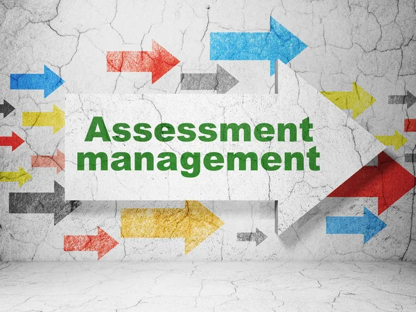 Business concept: arrow with Assessment Management on grunge wall background — Stock Photo, Image