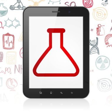 Bilim kavramı: Flask ekranda Tablet bilgisayarınızla