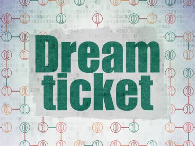 Ekonomi kavramı: rüya bilet dijital veri kağıt arka plan üzerinde