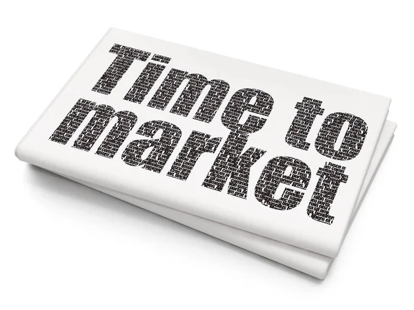 Conceito da linha do tempo: Tempo para o mercado no fundo do jornal em branco — Fotografia de Stock