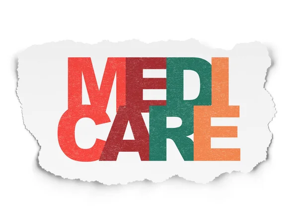 Koncept medicína: Medicare na roztrhané papírové pozadí — Stock fotografie