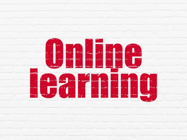 Kavram öğrenme: Online öğrenme duvar arka plan üzerinde — Stok fotoğraf