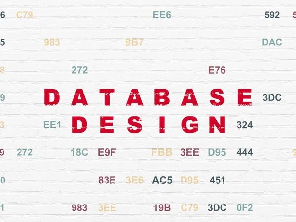 Concepto de programación: Diseño de base de datos sobre fondo de pared —  Fotos de Stock