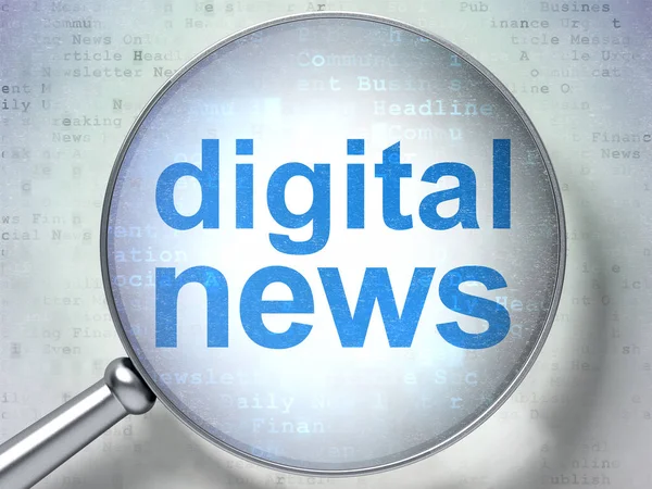 News concept: Digital News with optical glass